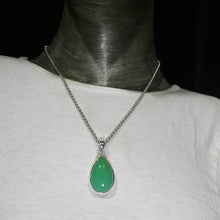 Load image into Gallery viewer, Chrysoprase Pendant | Teardrop Cabochon | 925 Sterling Silver | Perfect Apple Green Good Translucency | AKA Australian Jade | Empowering healer | Genuine Gemstones from Crystal Heart Melbourne Australia since 1986