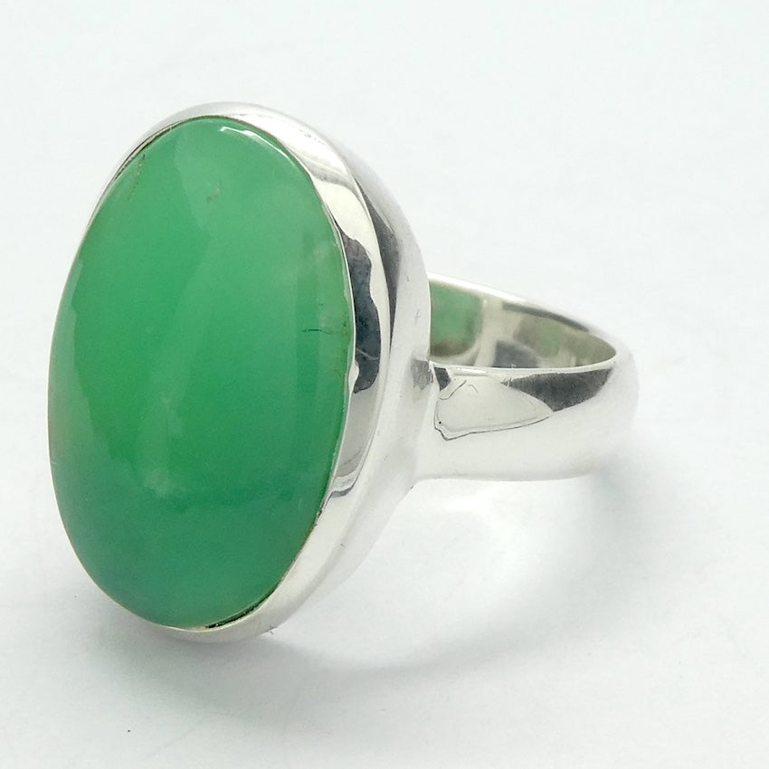 Chrysoprase Ring | Oval Cabochon | 925 Sterling Silver | Perfect Apple Green Good Translucency | AKA Australian Jade | US Size 7 |  |AUS or EU Size N1/2 | Empowering Heart healer | Overcome limitations  | Genuine Gemstones from Crystal Heart Melbourne Australia since 1986