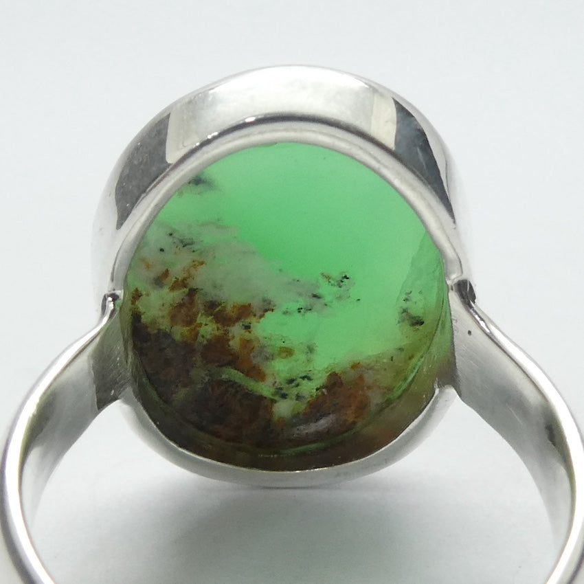 Chrysoprase Ring | Oval Cabochon | 925 Sterling Silver | Perfect Apple Green Good Translucency | AKA Australian Jade | US Size 8.75 |  |AUS or EU Size R | Empowering Heart healer | Overcome limitations  | Genuine Gemstones from Crystal Heart Melbourne Australia since 1986