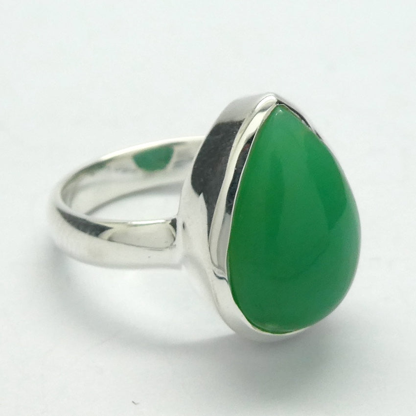 Chrysoprase Ring | Oval Cabochon | 925 Sterling Silver | Perfect Apple Green Good Translucency | AKA Australian Jade | US Size 7|  |AUS or EU Size N1/2 | Empowering Heart healer | Overcome limitations  | Genuine Gemstones from Crystal Heart Melbourne Australia since 1986