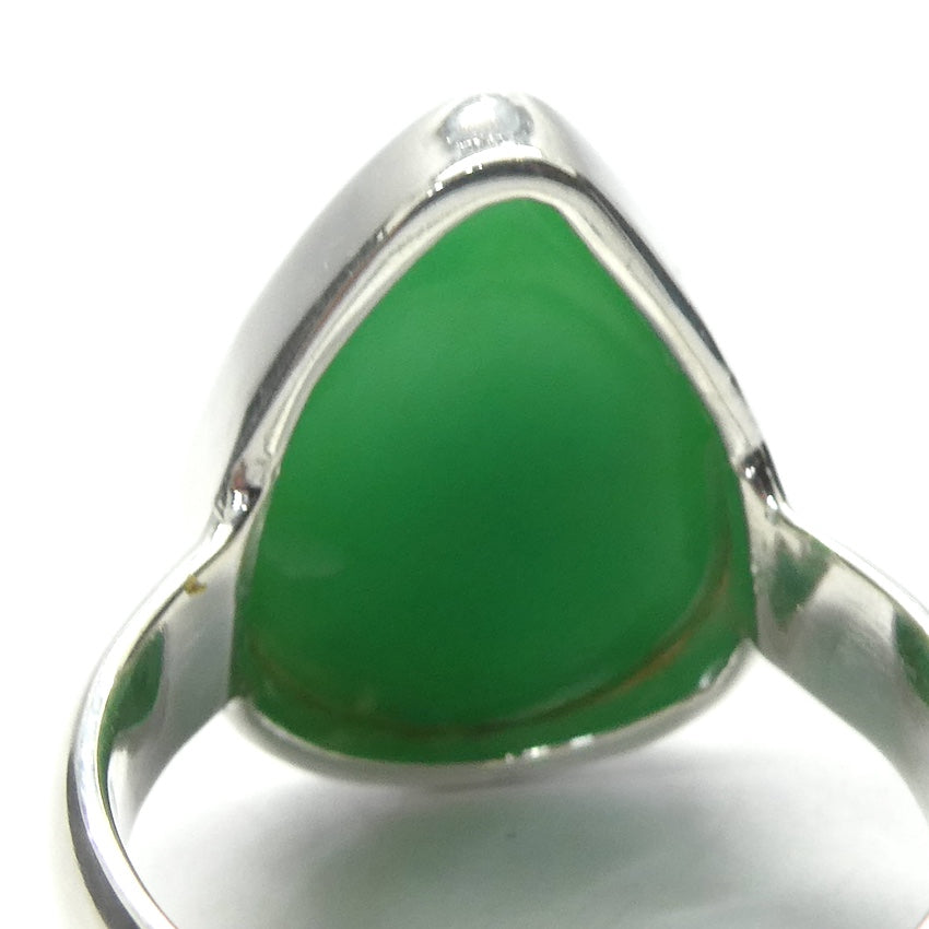 Chrysoprase Ring | Teardrop Cabochon | 925 Sterling Silver | Perfect Apple Green Good Translucency | AKA Australian Jade | US Size 7.75 |AUS or EU Size P | Empowering Heart healer | Overcome limitations  | Genuine Gemstones from Crystal Heart Melbourne Australia since 1986