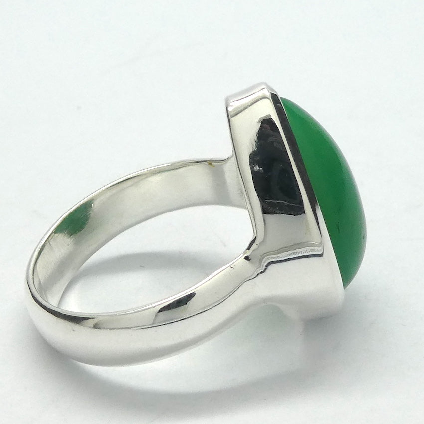 Chrysoprase Ring | Teardrop Cabochon | 925 Sterling Silver | Perfect Apple Green Good Translucency | AKA Australian Jade | US Size 7.75 |AUS or EU Size P | Empowering Heart healer | Overcome limitations  | Genuine Gemstones from Crystal Heart Melbourne Australia since 1986