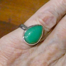 Load image into Gallery viewer, Chrysoprase Ring | Oval Cabochon | 925 Sterling Silver | Perfect Apple Green Good Translucency | AKA Australian Jade | US Size 7|  |AUS or EU Size N1/2 | Empowering Heart healer | Overcome limitations  | Genuine Gemstones from Crystal Heart Melbourne Australia since 1986