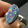 Opal Doublet Ring | 925 Sterling Silver | Freeform Stone | US Size 7.5 |  AUS O1/2 | Green and Red Flash | Genuine Gems from Crystal Heart Melbourne Australia since 1986