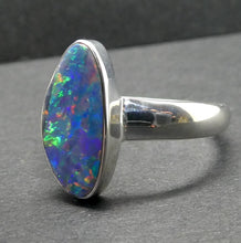 Load image into Gallery viewer, Opal Doublet Ring | 925 Sterling Silver | Freeform Stone | US Size 7.5 |  AUS O1/2 | Green and Red Flash | Genuine Gems from Crystal Heart Melbourne Australia since 1986