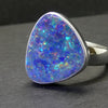 Opal Doublet Ring | 925 Sterling Silver | Freeform Stone | US Size 7.5 |  AUS O1/2 | Green and Red Flash | Genuine Gems from Crystal Heart Melbourne Australia since 1986