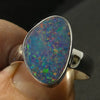 Opal Doublet Ring | 925 Sterling Silver | Freeform Stone | US Size adjustable 9 to 10| Green and Red Flash | Genuine Gems from Crystal Heart Melbourne Australia since 1986