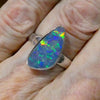 Opal Doublet Ring | 925 Sterling Silver | Freeform Stone | US Size adjustable 9 to 10| Green and Red Flash | Genuine Gems from Crystal Heart Melbourne Australia since 1986