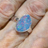 Opal Doublet Ring | 925 Sterling Silver | Freeform Stone | US Size adjustable 9 to 10| Green and Red Flash | Genuine Gems from Crystal Heart Melbourne Australia since 1986