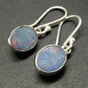 Opal Doublet Earrings | 925 Sterling Silver | Ovals | Green and Red Flash | Genuine Gems from Crystal Heart Melbourne Australia since 1986