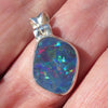 Opal Doublet Pendant | 925 Sterling Silver | Oval | Green Red Blue Flashes | Genuine Gems from Crystal Heart Melbourne Australia since 1986