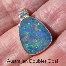 Load image into Gallery viewer, Opal Doublet Pendant | 925 Sterling Silver | Oval | Green Red Blue Flashes | Genuine Gems from Crystal Heart Melbourne Australia since 1986