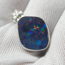 Load image into Gallery viewer, Opal Doublet Pendant | 925 Sterling Silver | Oval | Green Red Blue Flashes | Genuine Gems from Crystal Heart Melbourne Australia since 1986