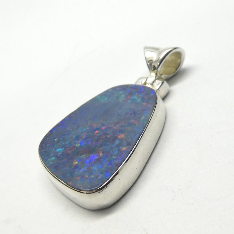 Opal Doublet Pendant | 925 Sterling Silver | Oval | Green Red Blue Flashes | Genuine Gems from Crystal Heart Melbourne Australia since 1986