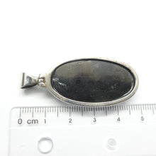 Load image into Gallery viewer, Noble Shungite Pendant | 925 Sterling Silver | Large Oval Cabochon | Fancy Bezel Setting | Fullerenes and Buckyballs | Purify Water | Channel Calm Healing Universal Energy | Protect from EMFs | Genuine Gems from Crystal Heart Melbourne Australia since 1986