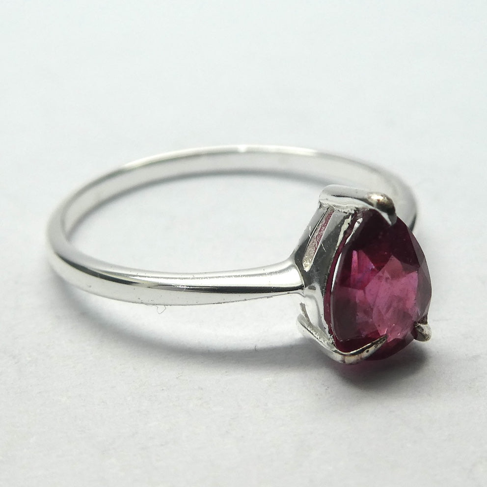 Ruby Ring | Dainty Faceted Teardrop | 925 Sterling Silver | US Size 5 | 6 | 7 | 8 | 9 |  Genuine Gems from Crystal Heart Melbourne Australia since 1986