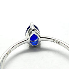 Load image into Gallery viewer, Sapphire Ring, Dainty Faceted Teardrop, 925 Sterling Silver