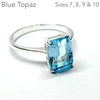 Blue Topaz Ring |  Faceted Emerald Cut | Bright 925 Sterling Silver | Open Backs | US Size 6, 7, 8, 9, 10 | Genuine Gems from Crystal Heart Melbourne Australia since 1986