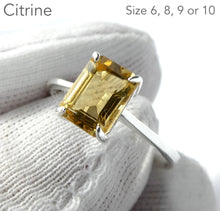 Load image into Gallery viewer, Citrine Ring | Sparkling Faceted Obloing | Bright 925 Sterling Silver | Claw Set | Open Backs | US Size 6,8,9, 10 | Genuine Gems from Crystal Heart Melbourne Australia since 1986