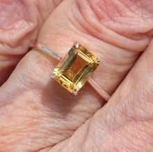 Load image into Gallery viewer, Citrine Ring | Sparkling Faceted Obloing | Bright 925 Sterling Silver | Claw Set | Open Backs | US Size 6,8,9, 10 | Genuine Gems from Crystal Heart Melbourne Australia since 1986