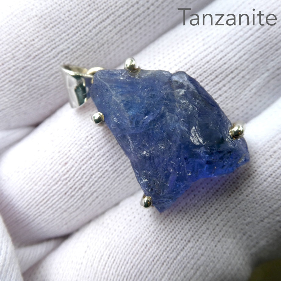 Tanzanite Pendant  | Raw Crystal Nugget | 925 Sterling Silver | Rich violet blue with natural striations | Achieve your spiritual potential  | Genuine Gems from Crystal Heart Melbourne since 1986