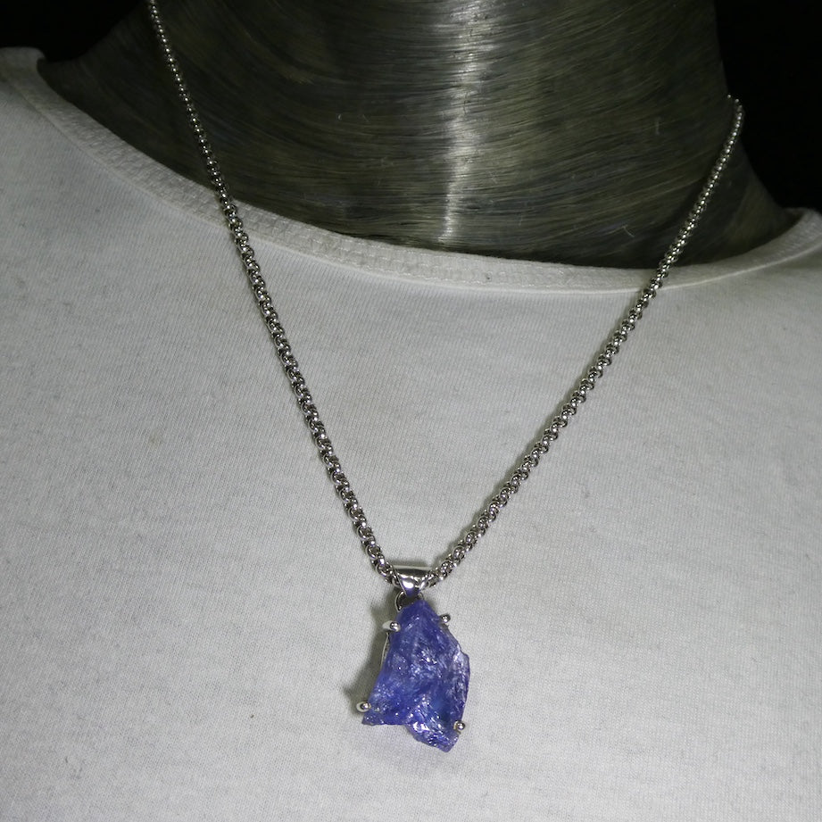 Tanzanite Pendant  | Raw Crystal Nugget | 925 Sterling Silver | Rich violet blue with natural striations | Achieve your spiritual potential  | Genuine Gems from Crystal Heart Melbourne since 1986