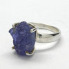 Tanzanite Ring, Raw Crysta Nugget 925 Sterling Silver, US Size 7.5 to 9