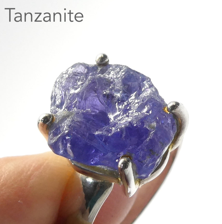 Tanzanite Ring, Raw Crysta Nugget 925 Sterling Silver, US Size 7.5 to 9