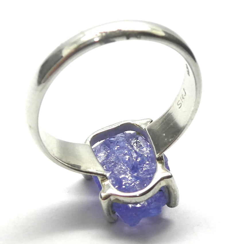 Tanzanite Ring, Raw Crysta Nugget 925 Sterling Silver, US Size 7.5 to 9