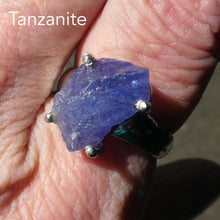 Load image into Gallery viewer, Tanzanite Ring  | Raw Crystal Nugget | 925 Sterling Silver | US Size 9 | AUS Size R1/2 | Rich violet blue | Achieve your spiritual potential  | Genuine Gems from Crystal Heart Melbourne since 1986