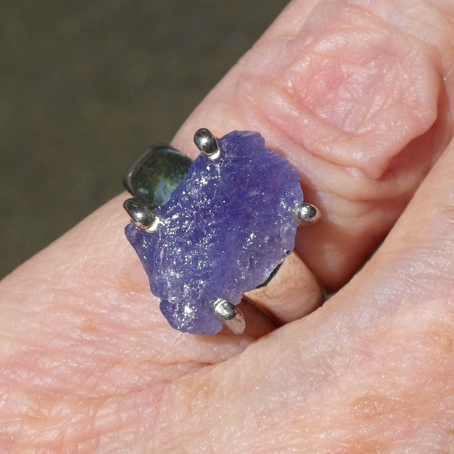 Tanzanite Ring  | Raw Crystal Nugget | 925 Sterling Silver | US Size 5.75 | AUS Size L | Rich violet blue | Achieve your spiritual potential  | Genuine Gems from Crystal Heart Melbourne since 1986