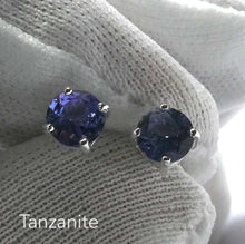 Load image into Gallery viewer, Tanzanite Gemstone Stud Earrings | Faceted Rounds AAA Grade | Natural Stone  | 5 mm rounds with very good colour | Achieve your spiritual potential  | Genuine Gems from Crystal Heart Melbourne since 1986