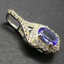 Load image into Gallery viewer, Tanzanite Gemstone Pendant  | Faceted Oval | AAA Grade | Natural Stone |
Art Deco Design | surrounded by diamond like CZ | 925 Sterling Silver | Rich violet Blue | Achieve your spiritual potential  | Genuine Gems from Crystal Heart Melbourne since 1986