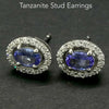 Tanzanite Gemstone Stud Earrings | Faceted Oval AAA Grade | Natural Stone  | Art Deco Design studded with Diamond Like CZs | Achieve your spiritual potential  | Genuine Gems from Crystal Heart Melbourne since 1986