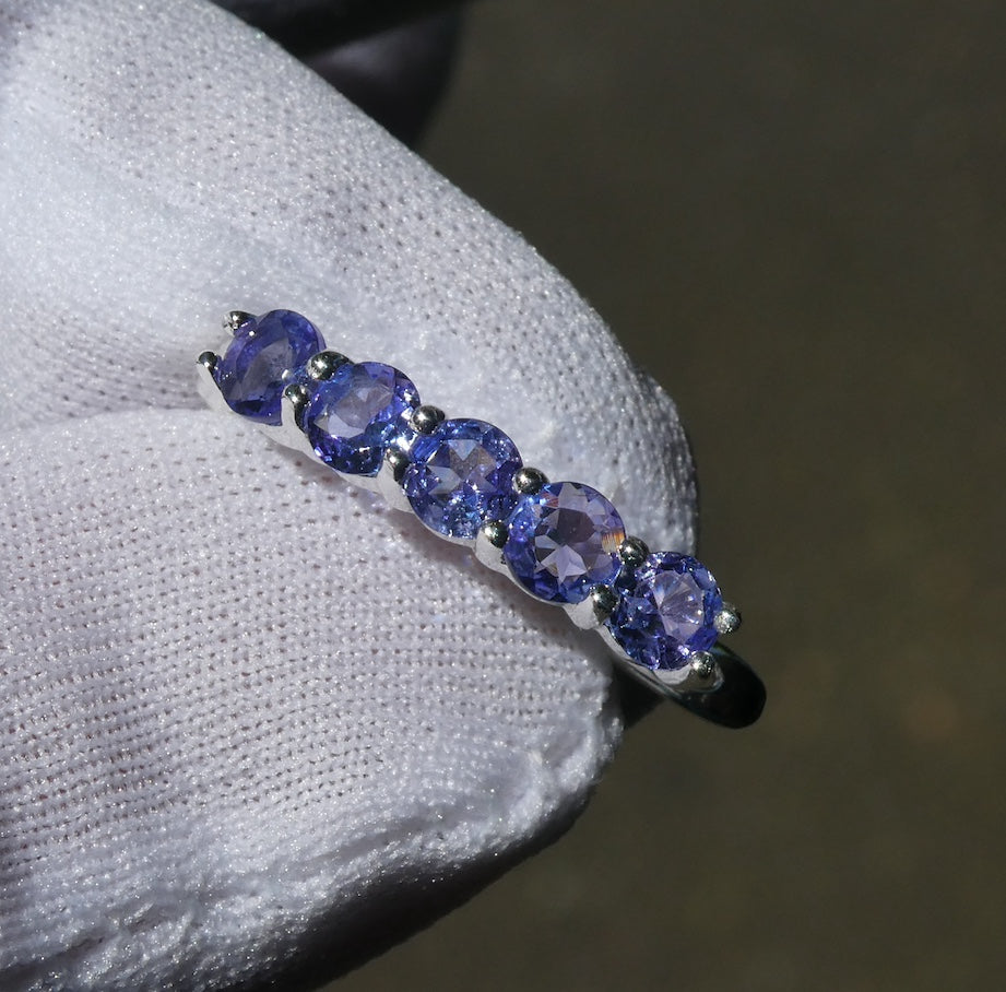 Tanzanite Gemstone  Earrings | 5 Faceted Rounds AAA Grade | Natural Stone  | Oval Hoops with Secure Fastening | Achieve your spiritual potential  | Genuine Gems from Crystal Heart Melbourne since 1986