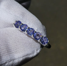 Load image into Gallery viewer, Tanzanite Gemstone  Earrings | 5 Faceted Rounds AAA Grade | Natural Stone  | Oval Hoops with Secure Fastening | Achieve your spiritual potential  | Genuine Gems from Crystal Heart Melbourne since 1986