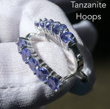 Load image into Gallery viewer, Tanzanite Gemstone  Earrings | 5 Faceted Rounds AAA Grade | Natural Stone  | Oval Hoops with Secure Fastening | Achieve your spiritual potential  | Genuine Gems from Crystal Heart Melbourne since 1986