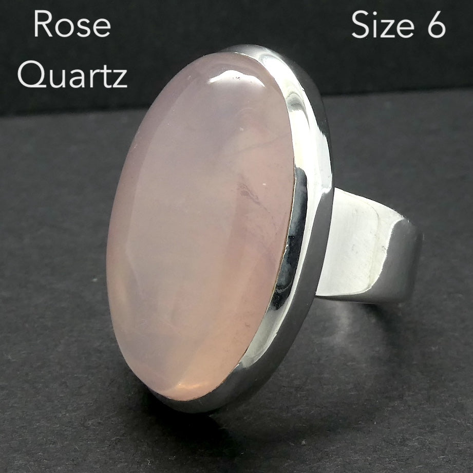 Rose Quartz Gemstone Ring | Cabochon Oval | Good colour consistency translucency |Madagascar Material | 925 Sterling Silver | US Size 6 | AUS Size L1/2 | Star Stone Taurus Libra  | Genuine Gemstones from Crystal Heart Melbourne since 1986 