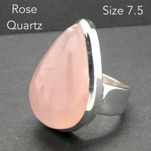 Load image into Gallery viewer, Rose Quartz Gemstone Ring | Cabochon Teardrop | Good colour consistency translucency |Madagascar Material | 925 Sterling Silver | US Size 7.5 | AUS Size O1/2 | Star Stone Taurus Libra  | Genuine Gemstones from Crystal Heart Melbourne since 1986 