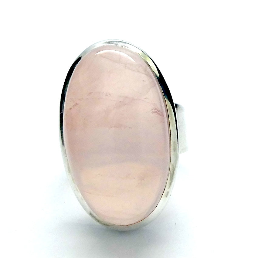 Rose Quartz Gemstone Ring | Cabochon Oval | Good colour consistency translucency |Madagascar Material | 925 Sterling Silver | US Size 6 | AUS Size L1/2 | Star Stone Taurus Libra  | Genuine Gemstones from Crystal Heart Melbourne since 1986 