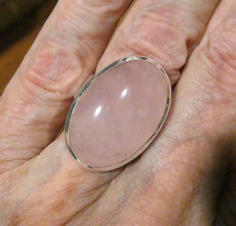 Rose Quartz Gemstone Ring | Cabochon Oval | Good colour consistency translucency |Madagascar Material | 925 Sterling Silver | US Size 8.5 | AUS Size Q1/2 | Star Stone Taurus Libra  | Genuine Gemstones from Crystal Heart Melbourne since 1986 