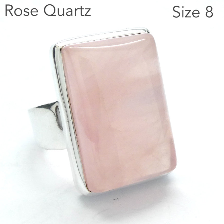 Rose Quartz Gemstone Ring | Cabochon Oblong | Good colour consistency translucency |Madagascar Material | 925 Sterling Silver | US Size 8 | AUS Size P1/2 | Star Stone Taurus Libra  | Genuine Gemstones from Crystal Heart Melbourne since 1986 