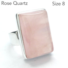 Load image into Gallery viewer, Rose Quartz Gemstone Ring | Cabochon Oblong | Good colour consistency translucency |Madagascar Material | 925 Sterling Silver | US Size 8 | AUS Size P1/2 | Star Stone Taurus Libra  | Genuine Gemstones from Crystal Heart Melbourne since 1986 