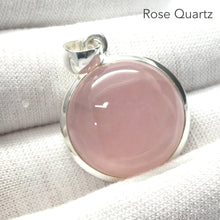 Load image into Gallery viewer, Rose Quartz Gemstone Pendant | Cabochon Round | Lovely colour consistency and translucency | Madagascar Material | 925 Sterling Silver | Star Stone Taurus Libra  | Genuine Gemstones from Crystal Heart Melbourne since 1986 