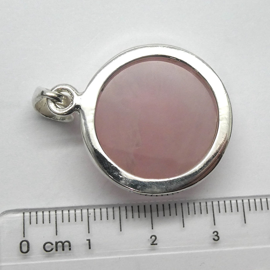 Rose Quartz Gemstone Pendant | Cabochon Round | Lovely colour consistency and translucency | Madagascar Material | 925 Sterling Silver | Star Stone Taurus Libra  | Genuine Gemstones from Crystal Heart Melbourne since 1986 