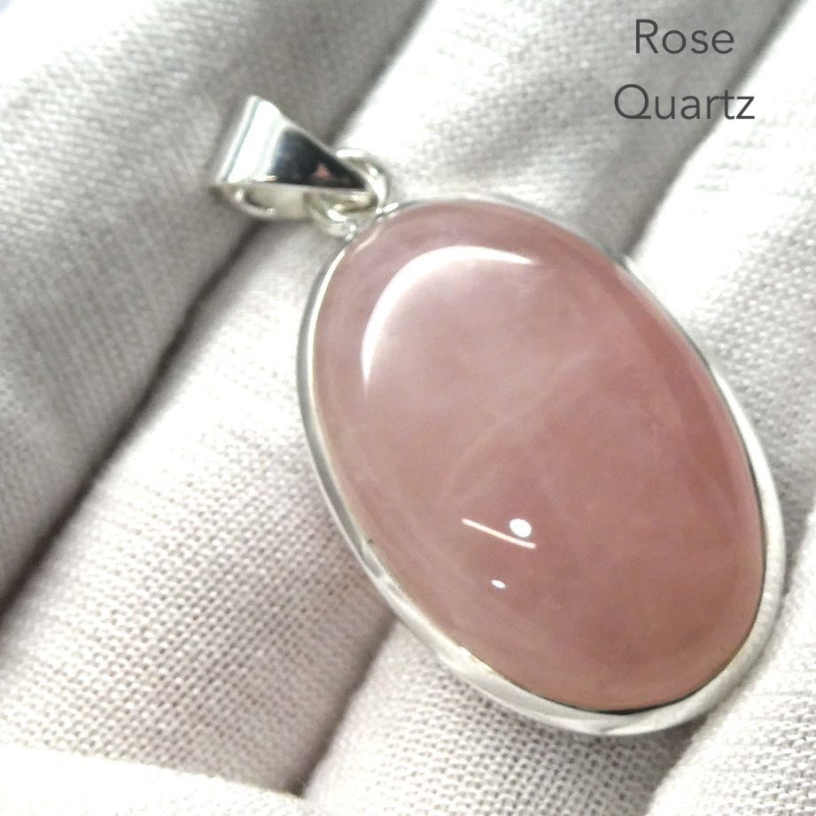 Rose Quartz Gemstone Pendant | Cabochon Oval | Lovely colour consistency and translucency | Madagascar Material | 925 Sterling Silver | Star Stone Taurus Libra  | Genuine Gemstones from Crystal Heart Melbourne since 1986 