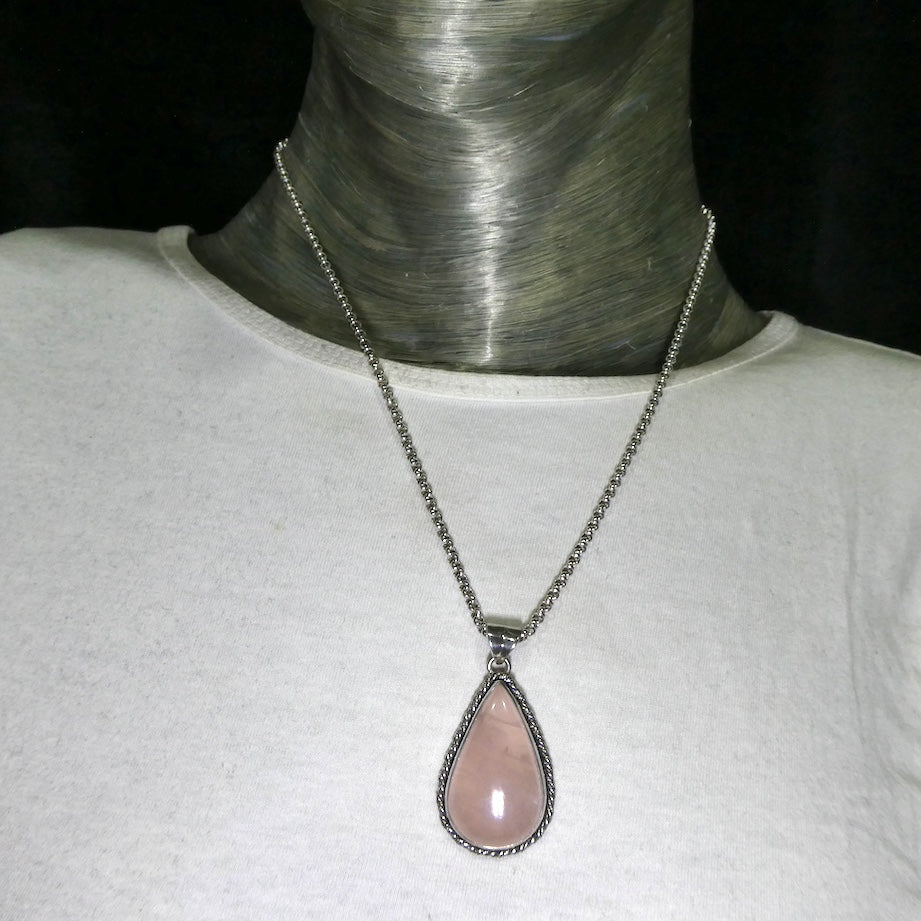 Rose Quartz Gemstone Pendant | CabochonTeardrop | Lovely colour consistency and translucency | Madagascar Material | 925 Sterling Silver | Star Stone Taurus Libra  | Genuine Gemstones from Crystal Heart Melbourne since 1986 