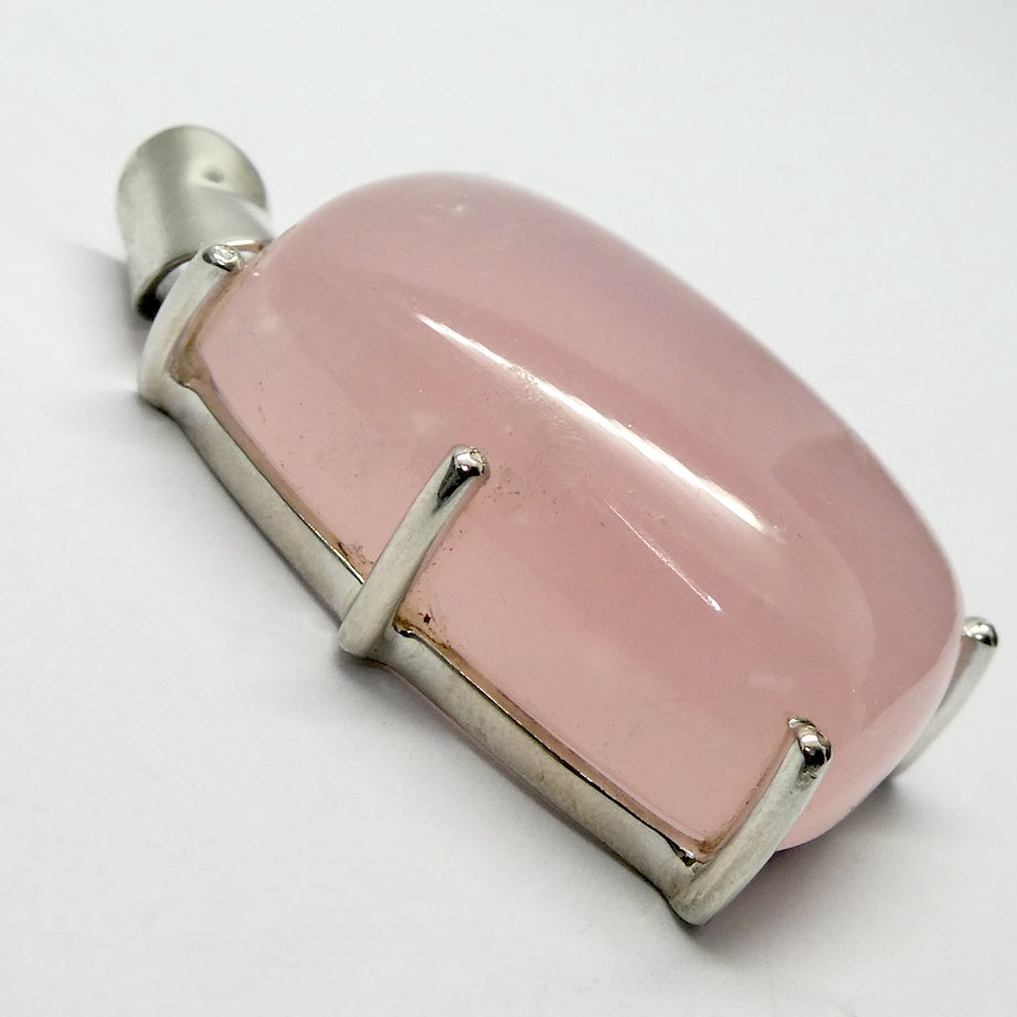 Rose Quartz Gemstone Pendant | Cabochon Oblong | Lovely colour consistency and translucency | Madagascar Material | 925 Sterling Silver | Star Stone Taurus Libra  | Genuine Gemstones from Crystal Heart Melbourne since 1986 