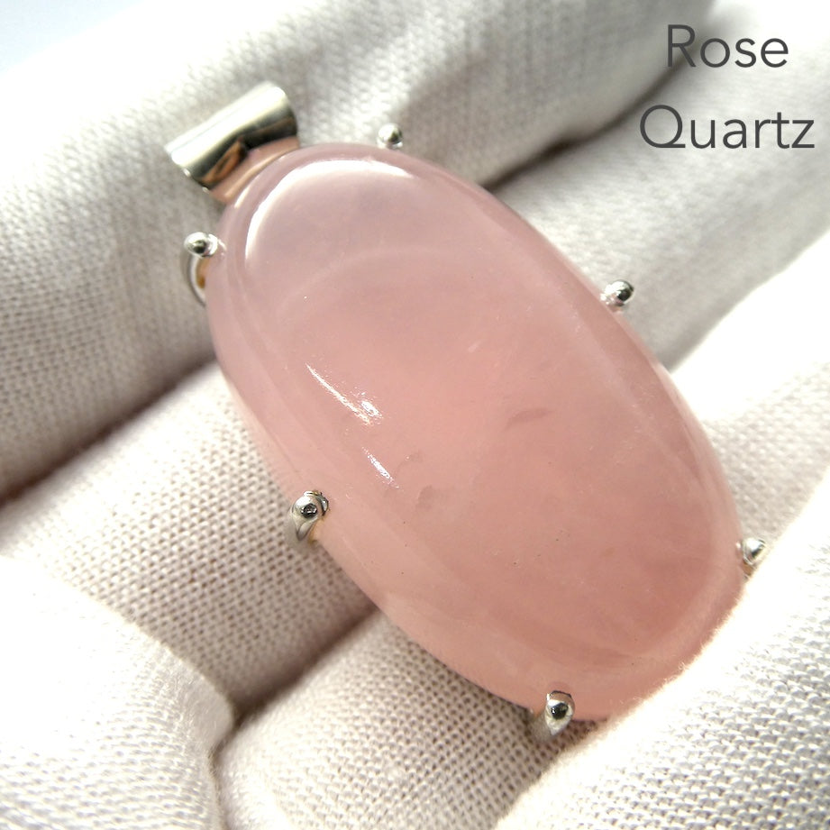 Rose Quartz Gemstone Pendant | Cabochon Oval | Lovely colour consistency and translucency | Madagascar Material | 925 Sterling Silver | Star Stone Taurus Libra  | Genuine Gemstones from Crystal Heart Melbourne since 1986 