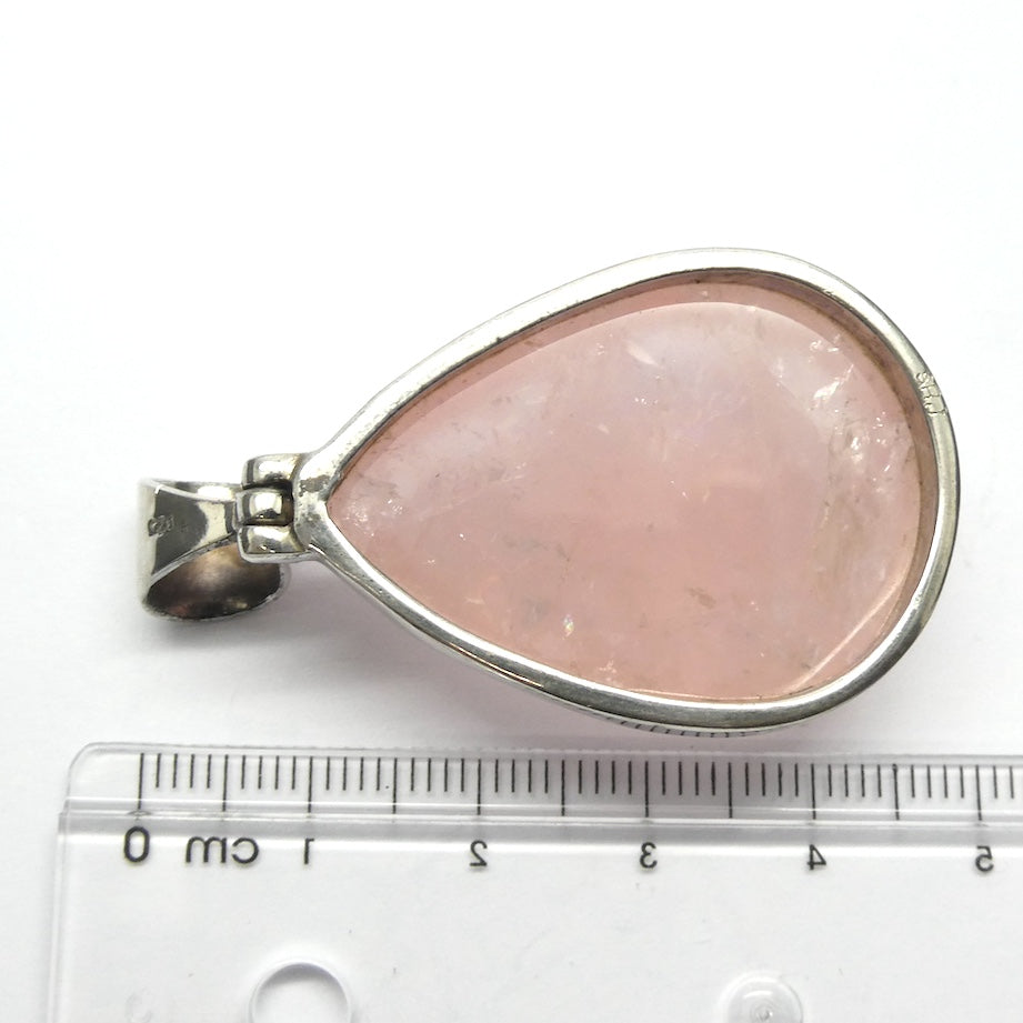 Rose Quartz Gemstone Pendant | Cabochon Teardop | Lovely colour consistency and translucency | Madagascar Material | 925 Sterling Silver | Star Stone Taurus Libra  | Genuine Gemstones from Crystal Heart Melbourne since 1986 